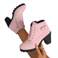 thumbnail image 4 of Lace Up Platform Boots for Women with Chunky Heel and Round Toe, Side Zipper Ankle Booties for Winter Fall Daily Wear, 4 of 6