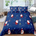 thumbnail image 1 of Ropa de cama 135 x 200 cm Juego de cama de 3 piezas con diseño de castor, Papá Noel y copo de nieve, con cremallera, funda nórdica vintage con 2 fundas de almohada, regalo de Navidad, 1 of 5