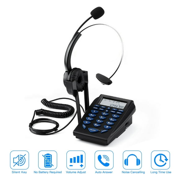 TFixolCall Center Telephone Dialpad Corded Telephone with Noise Cancelling Monaural Headset Clear Voice Quality Caller ID Redial for Office Home Telephone Set