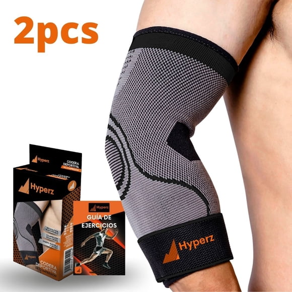 Codera Deportiva de Compresión HYPERZ Ajustable Antideslizante Multi-Talla Par de Coderas