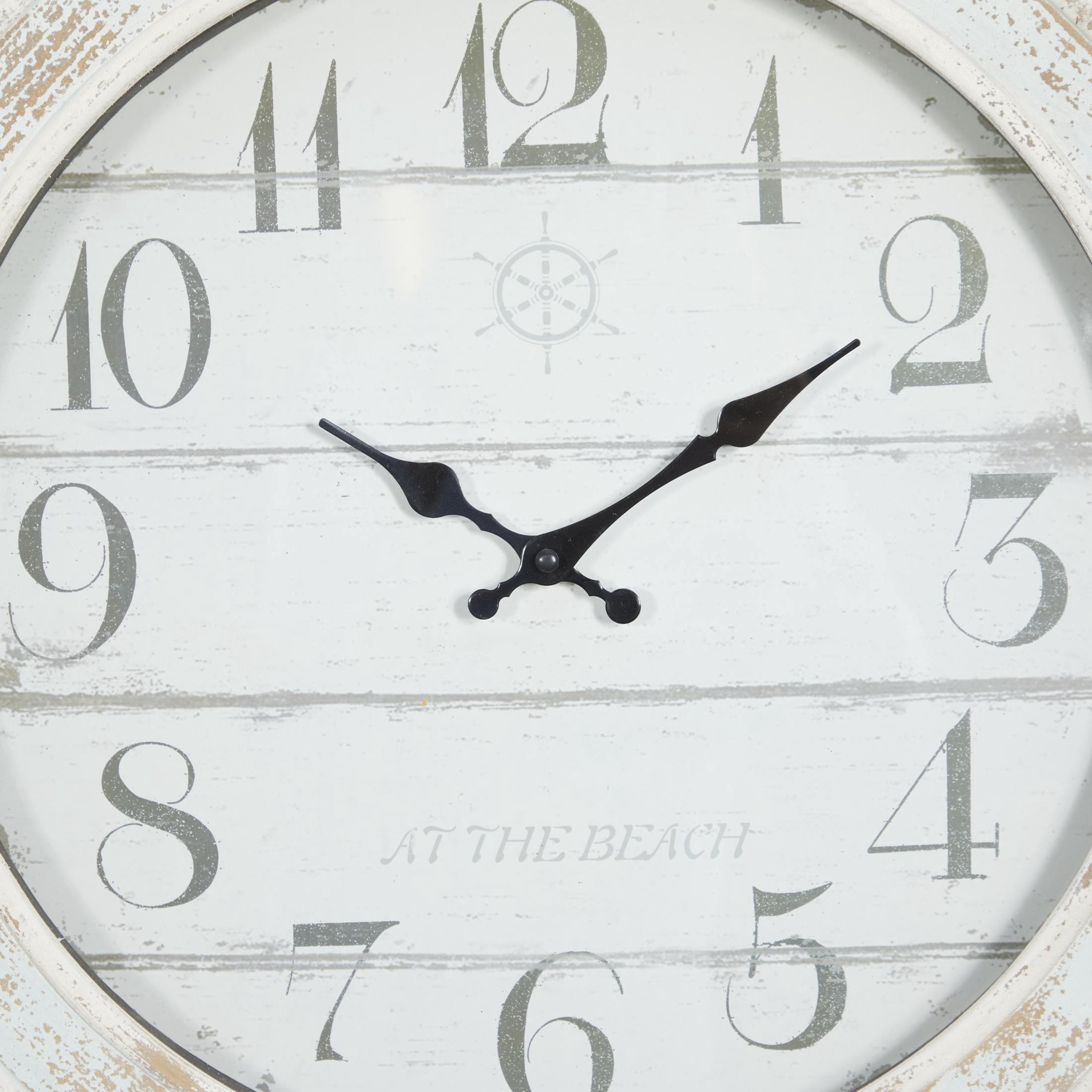 DecMode Blue/White Coastal Anchor Inspired Nautical Wall Clock, 23"D