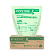 POWERTEC ASTM D6400 Certified Compostable Bags – 200 Count, 9.84 Liter - 2.6 Gallon Trash Bags, 0.71 Mil, US BPI and European OK Compost Home Certification - 100% Sustainable Green Products