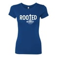 thumbnail image 2 of Wild Bobby Rooted in Christ Inspirational/Christian Women Slim Fit Junior Tee, Royal, Large, 2 of 5