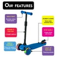 thumbnail image 3 of PRINIC 3 wheel Kick Scooter for Kids with Light-up Wheels and Adjustable Height for 2-7 Years Old Ages Girls Boys Toddlers & Children, Lean to Steer, Blue, 3 of 9