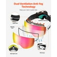 thumbnail image 4 of VEVOR Frameless Ski Goggles, Spherical Lens with Pink Revo Coating, OTG Anti fog Snow Goggles for Men Women Youth, TPU Frame & Ventilation Structure, Suitable for Skiing, Skating, Snowboarding, 4 of 9