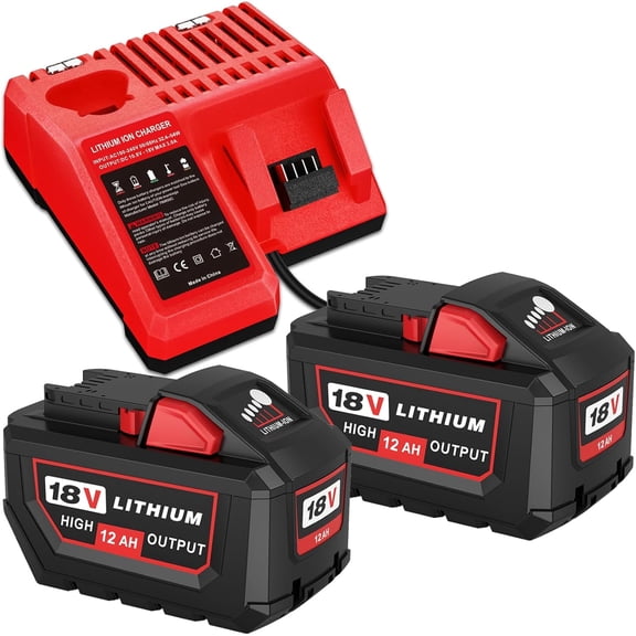 2Pack 18V 12.0Ah Batteries and Charger Combo Lithium Ion 48-11-1880 48-11-1860 48-11-1850 and 18 Volt Cordless Power Tools