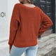 thumbnail image 2 of Suéter de punto cruzado con escote en V profundo - Suéter rojo de manga larga para mujer, talla L, 2 of 5