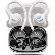 Wireless Earbuds Bluetooth 5.3 Headphones Sport, 2024 Wireless Earphones with Earhooks, HiFi Stereo Deep Bass with ENC Mic, 40H Dual LED Display, IPX7 Waterproof Ear Bud for Small Ear Running/Workout