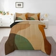 thumbnail image 3 of Manfei Vintage Geometric Aesthetic Bedding Comforter Set,Minimalist Art Twin Comforter Sets,Green Brown Bedding Set For Children,Microfiber Bedroom Decor Reversible,2-Piece, 3 of 9