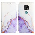 thumbnail image 2 of Allytech Moto E7 Case Wallet,Stylish Marble Case for Girls Women Folding Kickstand Full Body Protection Shockproof Cards Pocket Wrist Strap Wallet Cover for Motorola Moto E7 - White Purple, 2 of 7