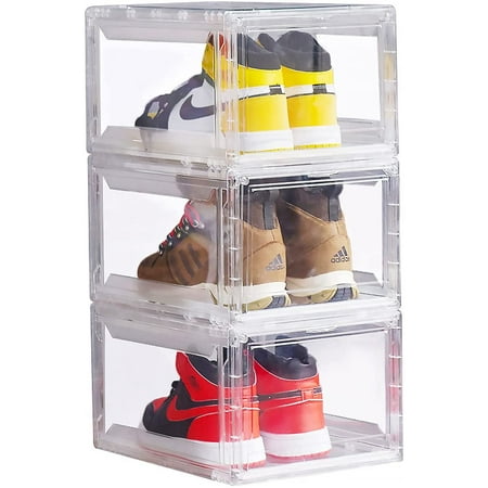 Shoe Storage Box 3 Pack Clear Plastic, Best Clear Shoe Box Storage