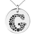 thumbnail image 1 of Stainless Steel Letter G Initial Dotted Monogram Engraved Small Medallion Circle Charm Pendant Necklace, 1 of 1