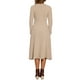 thumbnail image 3 of Vestido de suéter de punto para mujer INSPIRE CHIC con cuello cuadrado, decoración de botones, vestido midi acampanado con bolsillos XL en color caqui claro, 3 of 6