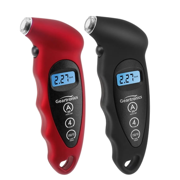 Manómetro digital de presión de neumáticos Geartronics de 150 PSI con retroiluminación, paquete de 2