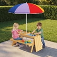 thumbnail image 6 of Asofer Outdoor Kids Picnic Table with Umbrella, 3-in-1 Sand & Water Table for Outdoor Playset, 6 of 9