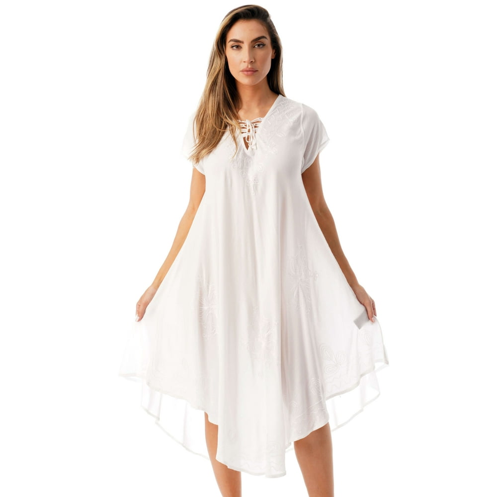 womens white sun dresses