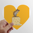 thumbnail image 1 of Mouse Cheese Outline Icon Overlooking Heart Vinyl Sticker Bicycle Bottle Decal, 1 of 3