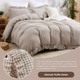 thumbnail image 2 of Tan Queen 90x90 Gingham Duvet Cover Bedding Set, 2 of 8