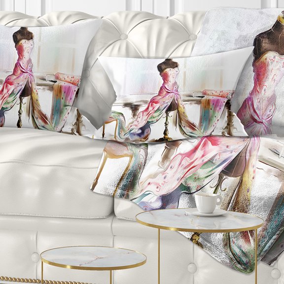 Designart Dressed Tabletop Mannequin - Abstract Throw Pillow - 12x20