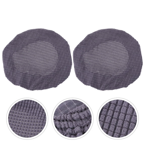 CRILSTYLEO 2-Pack Elastic Polyester Chair Covers for Home, Round Stool Seat Protectors in Dark Grey