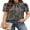 Leopard Print, variant on Womens Summer Tops Puff Sleeve Shirts Mock Neck Pleated Business Work Blouses Casual Summer Workout Outfits