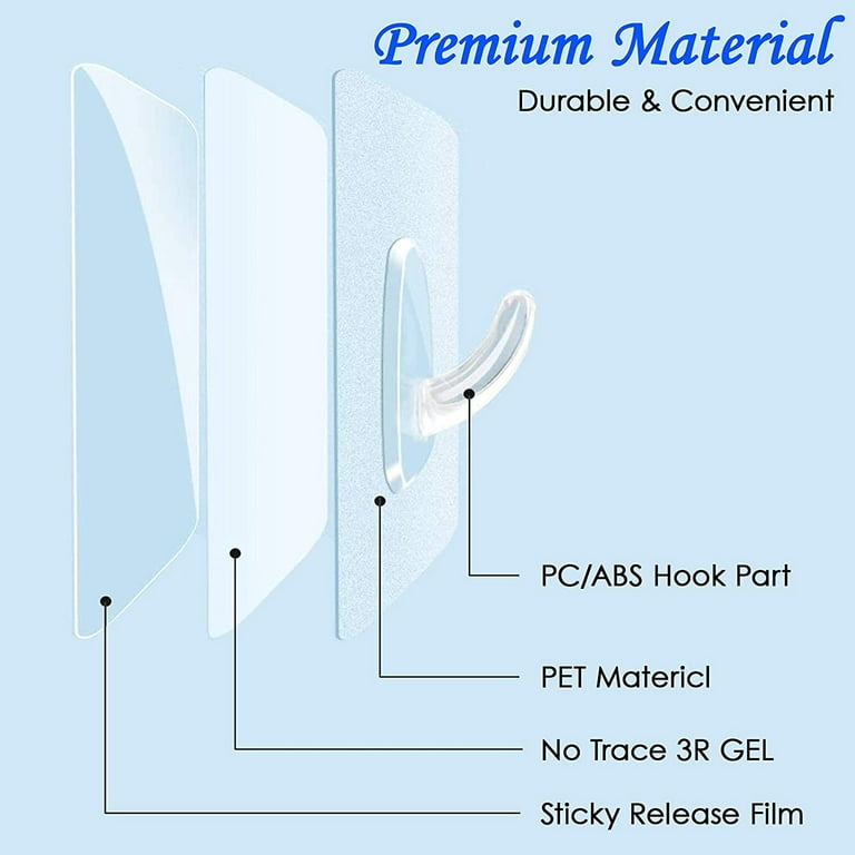 Adhesive Hooks Heavy Duty Wall Hooks for Hanging 20lb(Max) Clear Sticky  Hooks Waterproof Oilproof Utility Hooks for Towel Keys Coats Wreaths Outdoor  Kitchen Bathroom Shower Home Office 20 Pack 