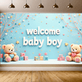 thumbnail image 4 of LUUFILx Welcome Baby Boy Backdrop Banner Nursery Shower Decorations Party Supplies Photography Props Background Decor Celebration Event, 4 of 7