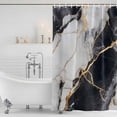 thumbnail image 4 of Marble Black Waterproof Fabric Shower Curtain,Abstract Gold White Brick Stone Motif Waterproof Fabric Shower Curtain for Bathroom Curtains Bathtubs Hotel Shower Curtains with 12 Hooks Small 36x78in, 4 of 8