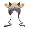 thumbnail image 1 of Gorro de ciervo navideño para guardar cosas, gorro de punto para adultos y niños, bolsa creativa festiva de ganchillo. Caqui, 1 of 9