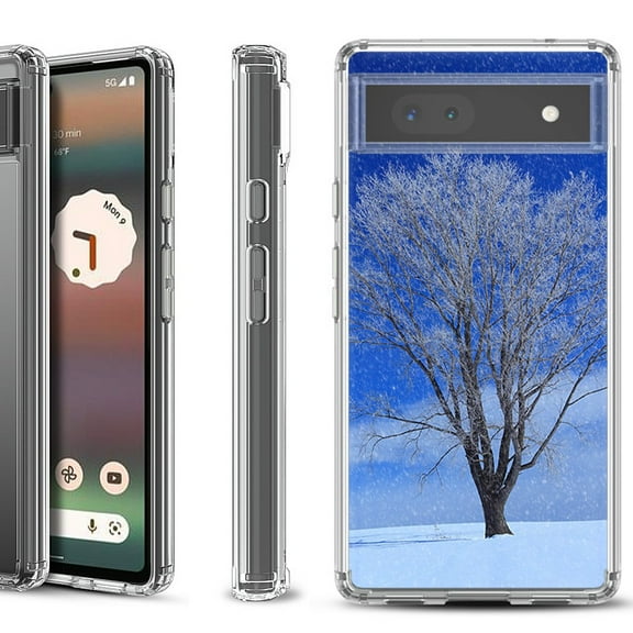 Shockproof Bumper Phone Case for Google Pixel 6a, by OneToughShield ® - Snowing Tree
