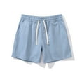 thumbnail image 2 of Puntoco Cargo Sweat Shorts Pants,Mens Casual Fashion Quarter Drawstring Shorts Elastic Waist Solid Shorts Pants Light Blue 6(M), 2 of 4