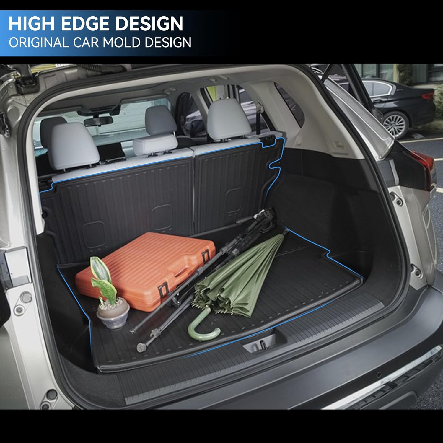 DIKSOAKR Car Floor Mats & Cargo Liner & Backrest Mat for Nissan Rogue 2021-2024 Row Trunk Mat Full Set TPE All Weather Protection