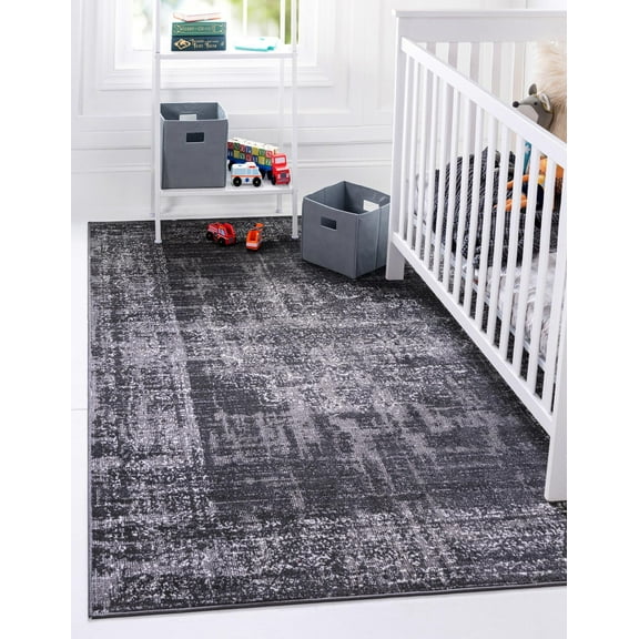 Rugs.com Aarhus Collection Rug – 6' x 9' Dark Gray Low Rug Perfect For Bedrooms, Dining Rooms, Living Rooms