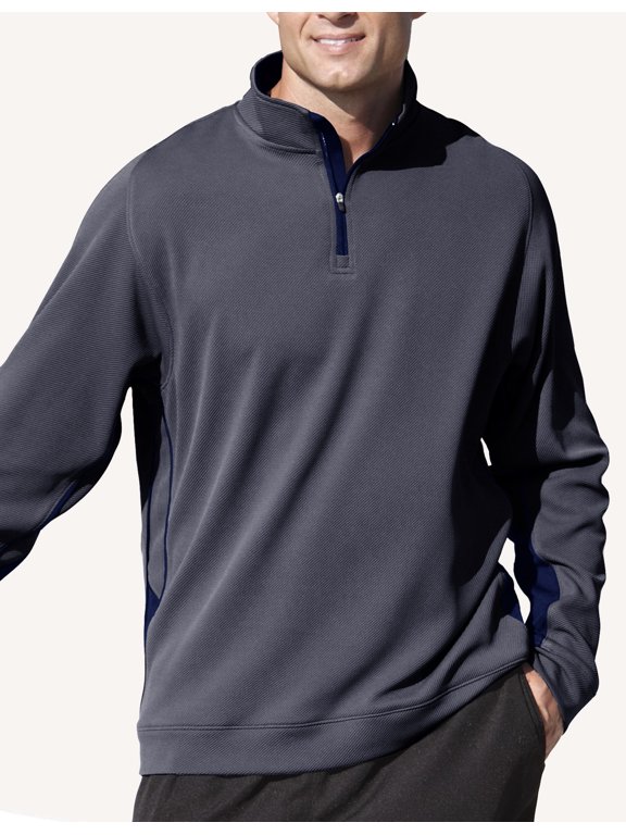 Men's Pro-Blitz Quarter-Zip Long Sleeve Pullover (Medium, Graphite & Navy)