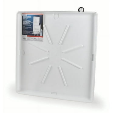 Camco Washing Machine Drain Pan with PVC Fitting - Measures 30" OD x 28", White (20762)