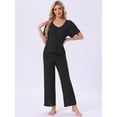 thumbnail image 2 of DARING DIVA Pajama Set Ribbed Knit Top Drawstring Pants 2 Pieces Outfit S Black, 2 of 6