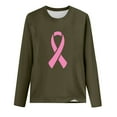 thumbnail image 3 of WREESH Womens Pink Ribbon Sunflower Shirts Breast Cancer Awareness T-Shirts Basic Long Sleeve Crewneck Sweatshirts Fall Loose Fit Tops Olive Green C, 3 of 3