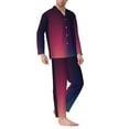 thumbnail image 2 of Fotbe retro blue orange red teal dark Pattern Long Sleeve Pajama Set for Men,Sleepwear Set,2-piece Loungewear Set,Soft PJs Comfy Nightwear with Pockets-Large, 2 of 7