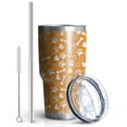 thumbnail image 2 of 30oz Yellow Puppy Dog Food Footprints Tumblers Stainless Steel Tumbler with Lid and Straw,Vacuum Insulated Double Wall Travel Tumbler Cups Mug with Cleaning Brush for Coffee,Tea, 2 of 7