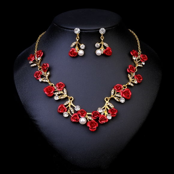 Zhuge Conjunto de joyas de diamantes de imitación con forma de lágrima para novia, collar, pendientes y boda, A11