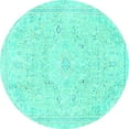 thumbnail image 1 of Ahgly Company Machine Washable Indoor Round Abstract Turquoise Blue Modern Area Rugs, 6' Round, 1 of 4