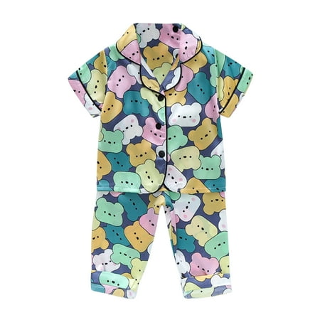 

Bjutir Cute Outfits Set For Boys Girls Toddler Winter Short Sleeve Cartoon Prints Tops Pants 2Pcs Outfits Clothes Set