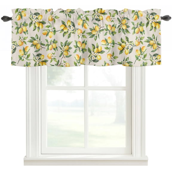 Lemon Window Valance Curtain Farmhouse Rod Pocket Valance for Windows Short Curtain for Living Room, Bedroom & Kitchen Window Decor 42x12in
