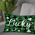 thumbnail image 3 of St Patrick‘s Day Lucky Clover Pillow Cover Green Black Buffalo Plaid Check Shamrocks Home Spring Holiday Farmhouse Decorative Throw Lumbar Pillow Covers 12x20 Inch Cushion Case, 3 of 6