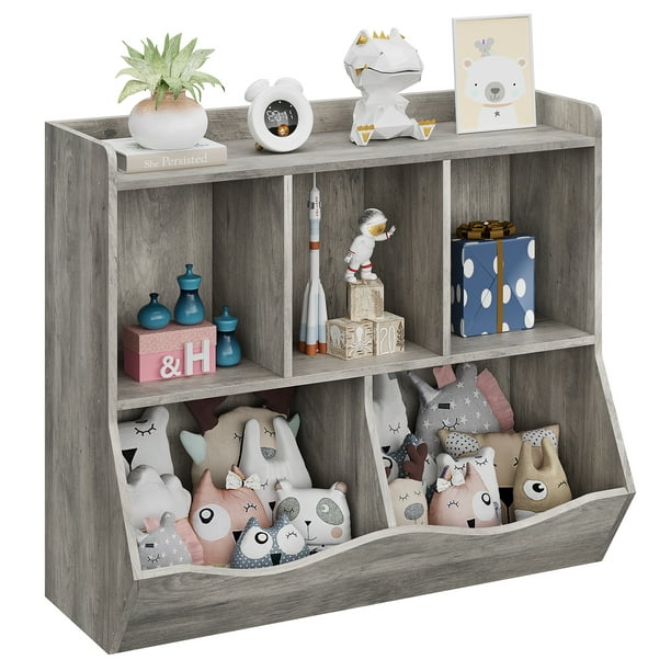 Yeshouse Estantería para Niños y Estantería para Almacenamiento de Juguetes Estante Múltiple con Gabinete Organizador para Cubículos para Niños y Niñas, Gris
