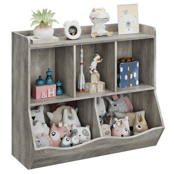 Yeshouse Estantería para Niños y Estantería para Almacenamiento de Juguetes Estante Múltiple con Gabinete Organizador para Cubículos para Niños y Niñas, Gris