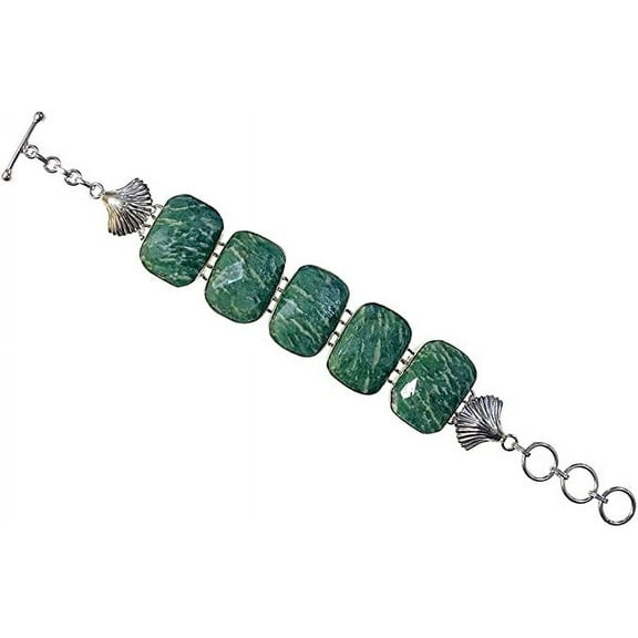 Tibetan Silver Amazonite Gemstone Bracelet for Women – Handmade 925 Silver Plated Designer Jewelry for Party & Fashion