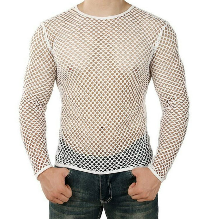 Modern Top! OTEMRCLOC Men Fishnet Shirt Mens Fishnet Top Mesh Transparent  Muscle T-Shirt Net Undershirt Top XL