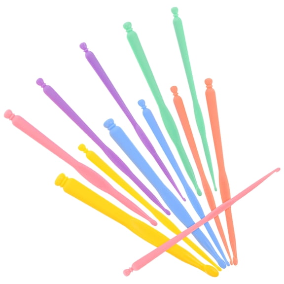 GOOHOCHY 12pcs Colorful Plastic Crochet Hooks Set Beginners Crochet Knitting Needles Kit Smooth Lightweight Yarn Weaving Tools for Blankets  Scarves