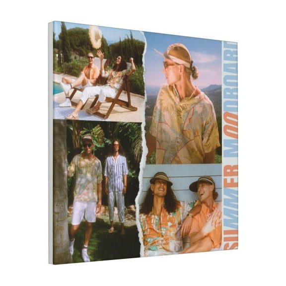 Custom Canvas Prints Blue And Orange Summer Personalized Photo Image Collage DIY Framed Kit Wall Art Picture Room Decor 18x18 inch